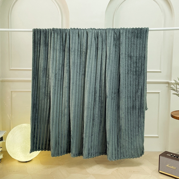 91家纺网 家纺一手货源 找家纺 （总）乐窝家纺仓储 2025新款跨境外贸直播热品兔毛绒高克重多功能抽条毛毯盖毯午睡毯