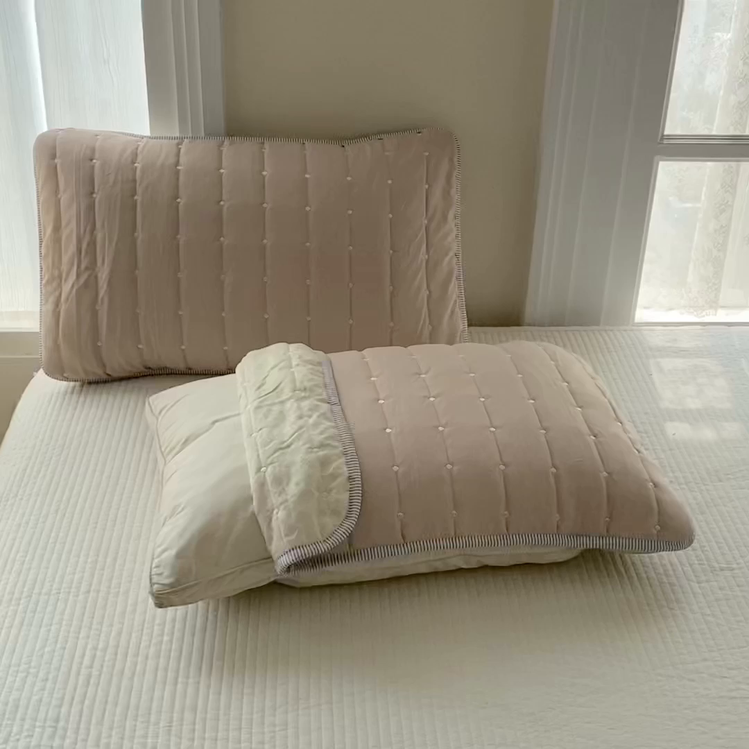 91家纺网 家纺一手货源 找家纺 乐嘉盈2025新款四季通用华夫格枕套-米咖