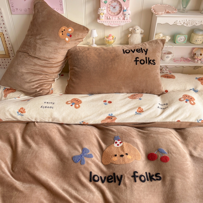 91家纺网 家纺一手货源 找家纺 （总）Sweet dreams甜梦 2025新款全消光牛奶绒毛巾绣印花四件套