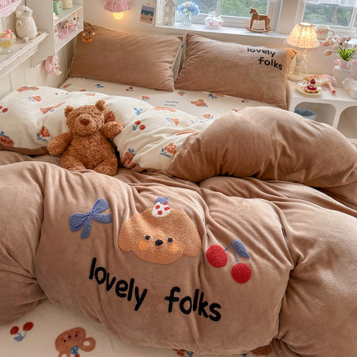 （总）Sweet dreams甜梦 2025新款全消光牛奶绒毛巾绣印花四件套