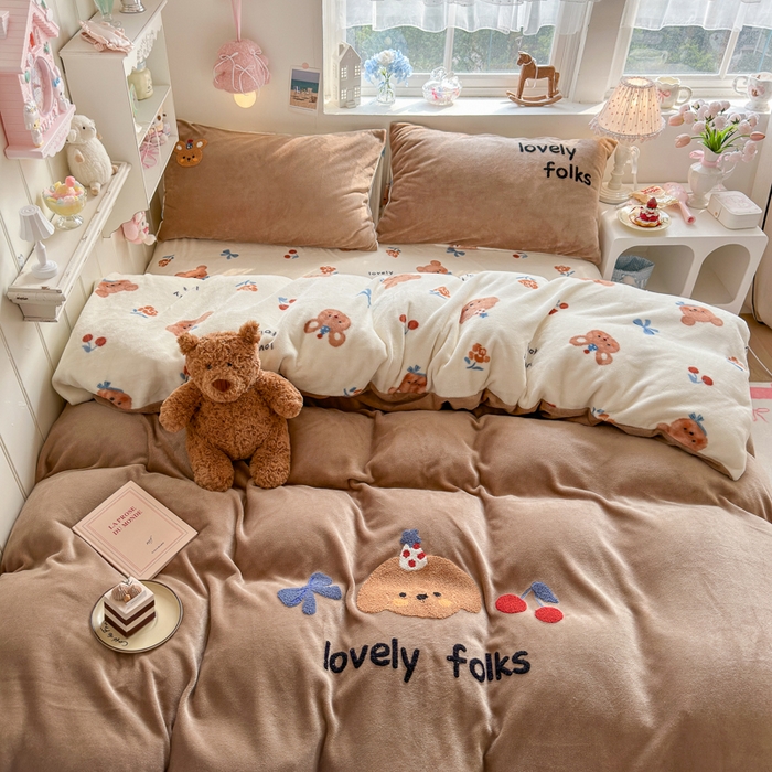 91家纺网 家纺一手货源 找家纺 （总）Sweet dreams甜梦 2025新款全消光牛奶绒毛巾绣印花四件套