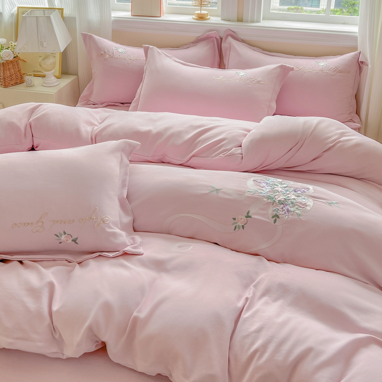 91家纺网 家纺一手货源 找家纺 【总推】文黛家居 2025新款高克重水洗棉绣花四件套全系列