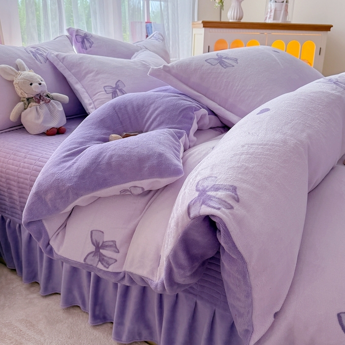 91家纺网 家纺一手货源 找家纺 铠畅 2025新款牛奶绒碎花床单床盖四件套 花妖系列云裳-初心