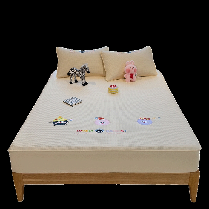 91家纺网 家纺一手货源 找家纺 （总）澜妃 2025新款华夫格夹棉刺绣床笠单品床笠单件单床笠