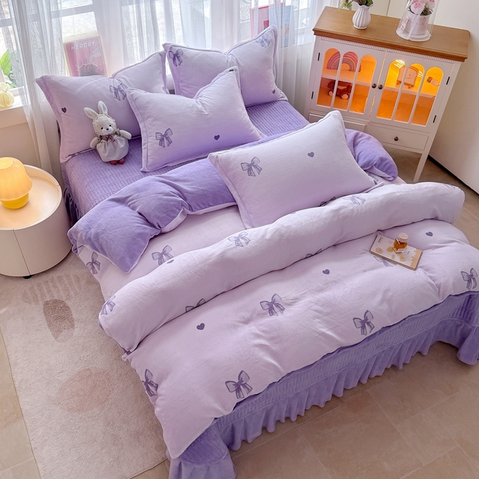 91家纺网 家纺一手货源 找家纺 铠畅 2025新款牛奶绒碎花床单床盖四件套 花妖系列云裳-初心