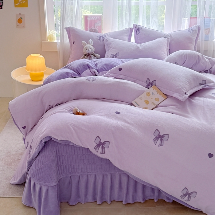 91家纺网 家纺一手货源 找家纺 铠畅 2025新款牛奶绒碎花床单床盖四件套 花妖系列云裳-初心