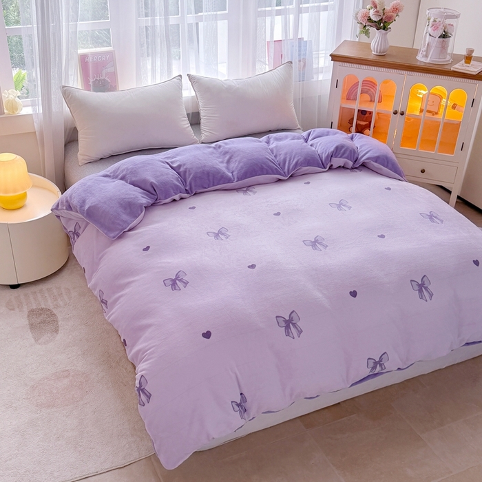 91家纺网 家纺一手货源 找家纺 铠畅 2025新款牛奶绒碎花床单床盖四件套 花妖系列云裳-初心