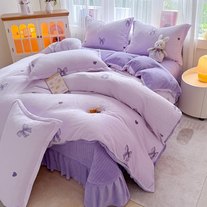 91家纺网 家纺一手货源 找家纺 铠畅 2025新款牛奶绒碎花床单床盖四件套 花妖系列云裳-初心