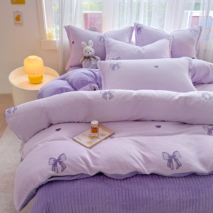 91家纺网 家纺一手货源 找家纺 铠畅 2025新款牛奶绒碎花床单床盖四件套 花妖系列云裳-初心