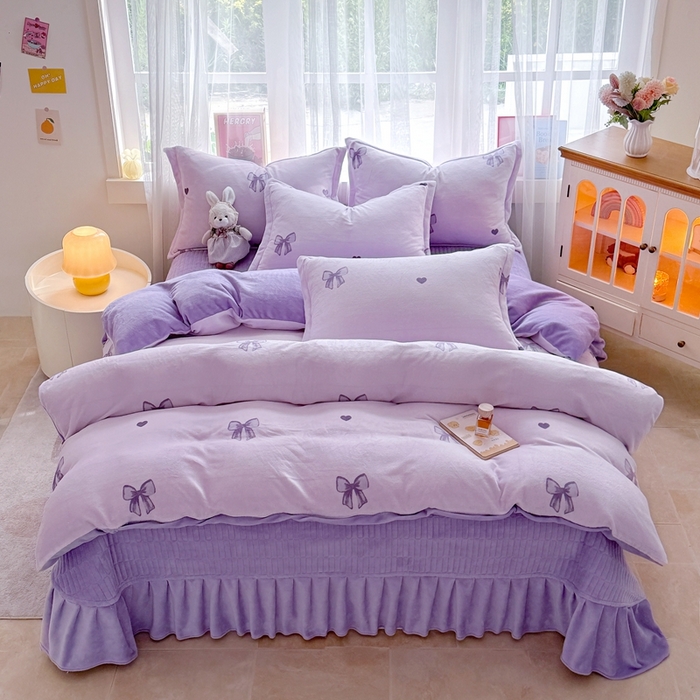 91家纺网 家纺一手货源 找家纺 铠畅 2025新款牛奶绒碎花床单床盖四件套 花妖系列云裳-初心