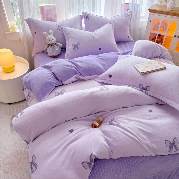 91家纺网 家纺一手货源 找家纺 铠畅 2025新款牛奶绒碎花床单床盖四件套 花妖系列云裳-初心