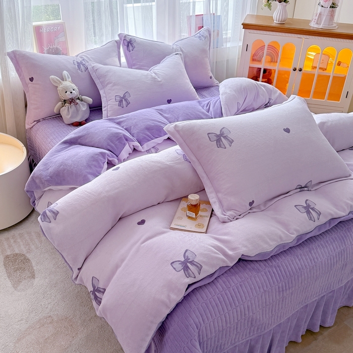 91家纺网 家纺一手货源 找家纺 铠畅 2025新款牛奶绒碎花床单床盖四件套 花妖系列云裳-初心