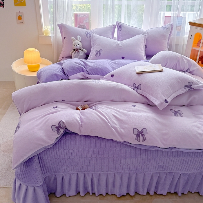 91家纺网 家纺一手货源 找家纺 铠畅 2025新款牛奶绒碎花床单床盖四件套 花妖系列云裳-初心