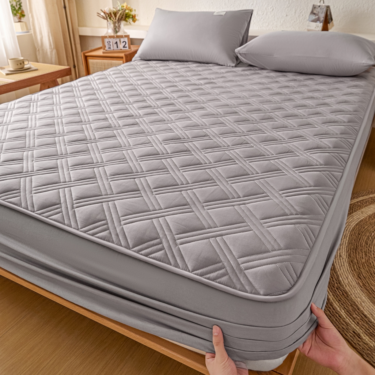 91家纺网 家纺一手货源 找家纺 （总）衿成家纺 2025新款全棉夹棉单床笠床笠单件方格子