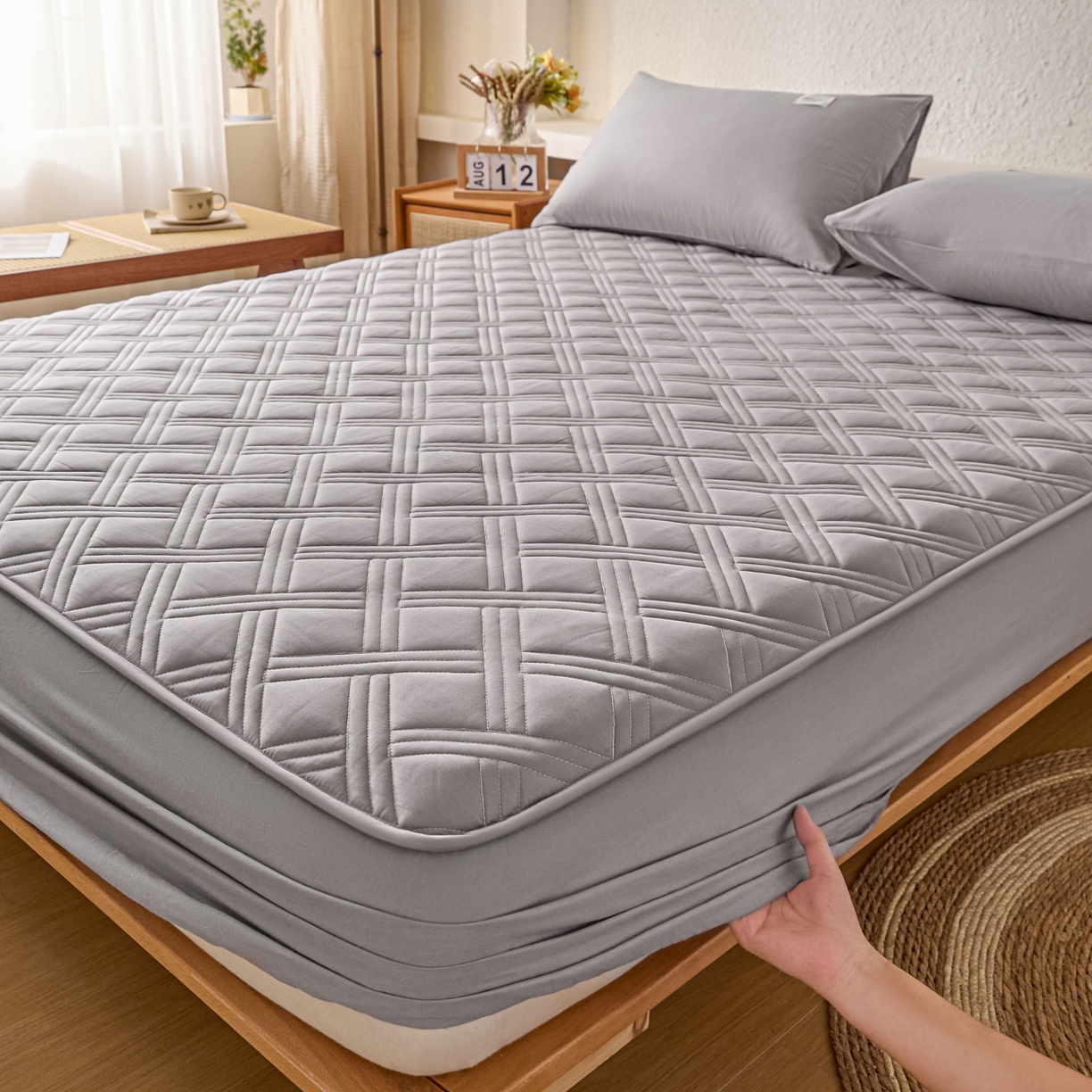 91家纺网 家纺一手货源 找家纺 （总）衿成家纺 2025新款全棉夹棉单床笠床笠单件方格子