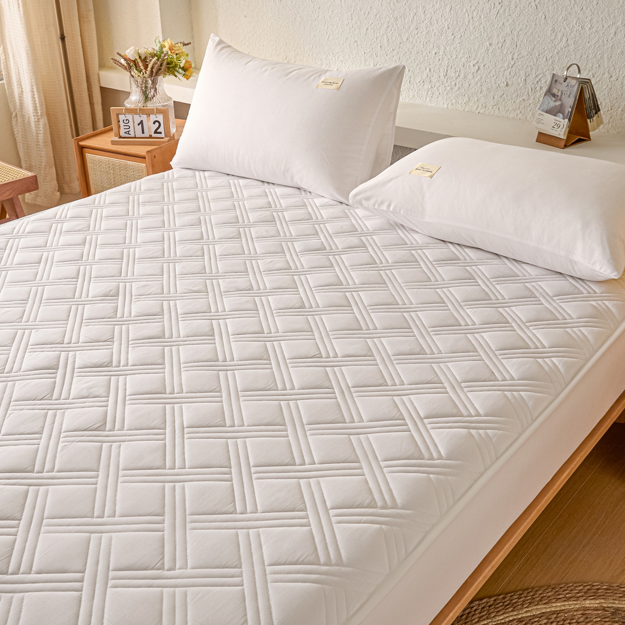 91家纺网 家纺一手货源 找家纺 衿成家纺 2025新款全棉夹棉单床笠床笠单件方格子 方格子-纯自