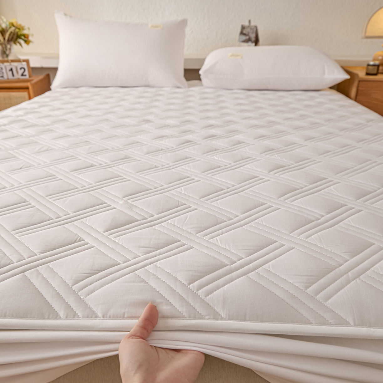 91家纺网 家纺一手货源 找家纺 衿成家纺 2025新款全棉夹棉单床笠床笠单件方格子 方格子-纯自