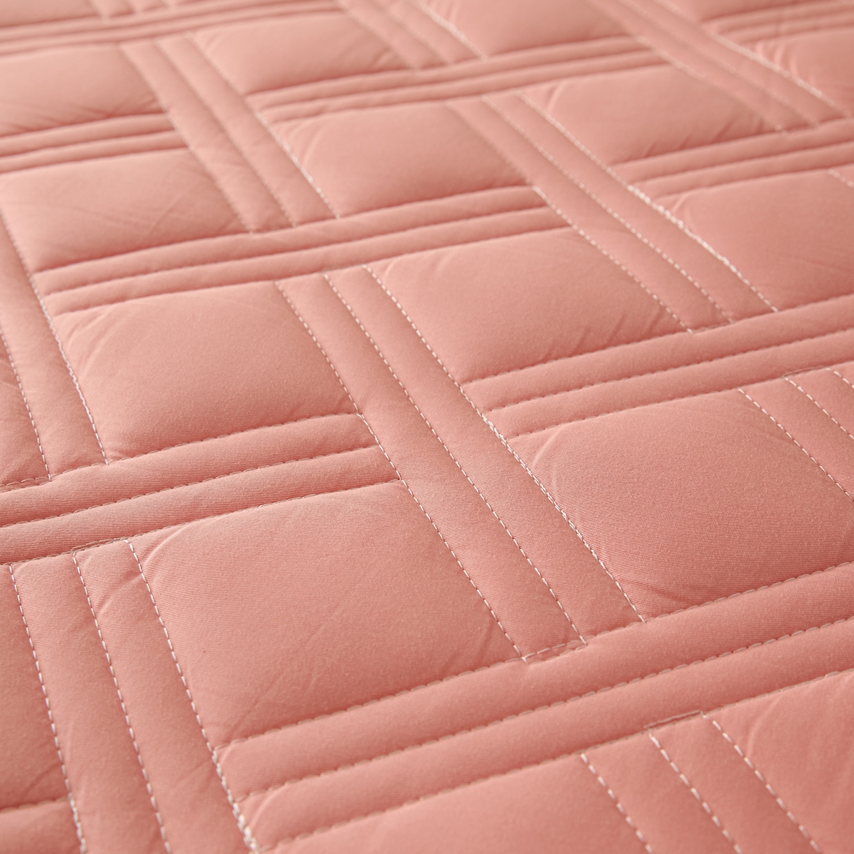 91家纺网 家纺一手货源 找家纺 衿成家纺 2025新款全棉夹棉单床笠床笠单件方格子 方格子-淡粉