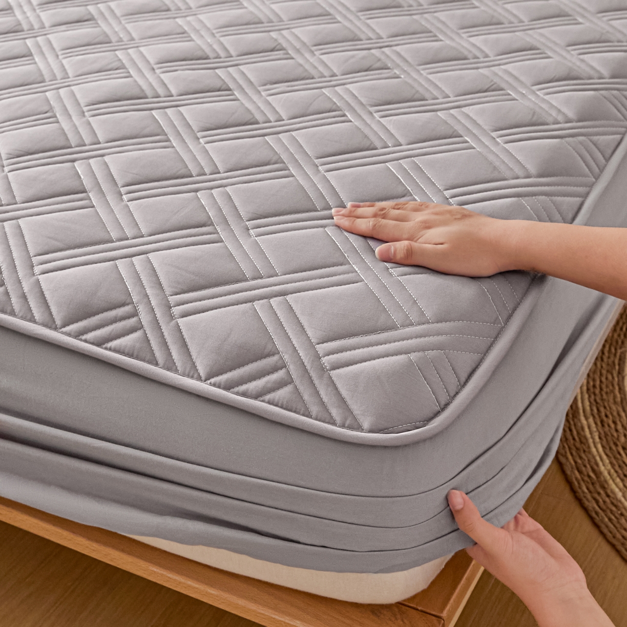 91家纺网 家纺一手货源 找家纺 （总）衿成家纺 2025新款全棉夹棉单床笠床笠单件方格子