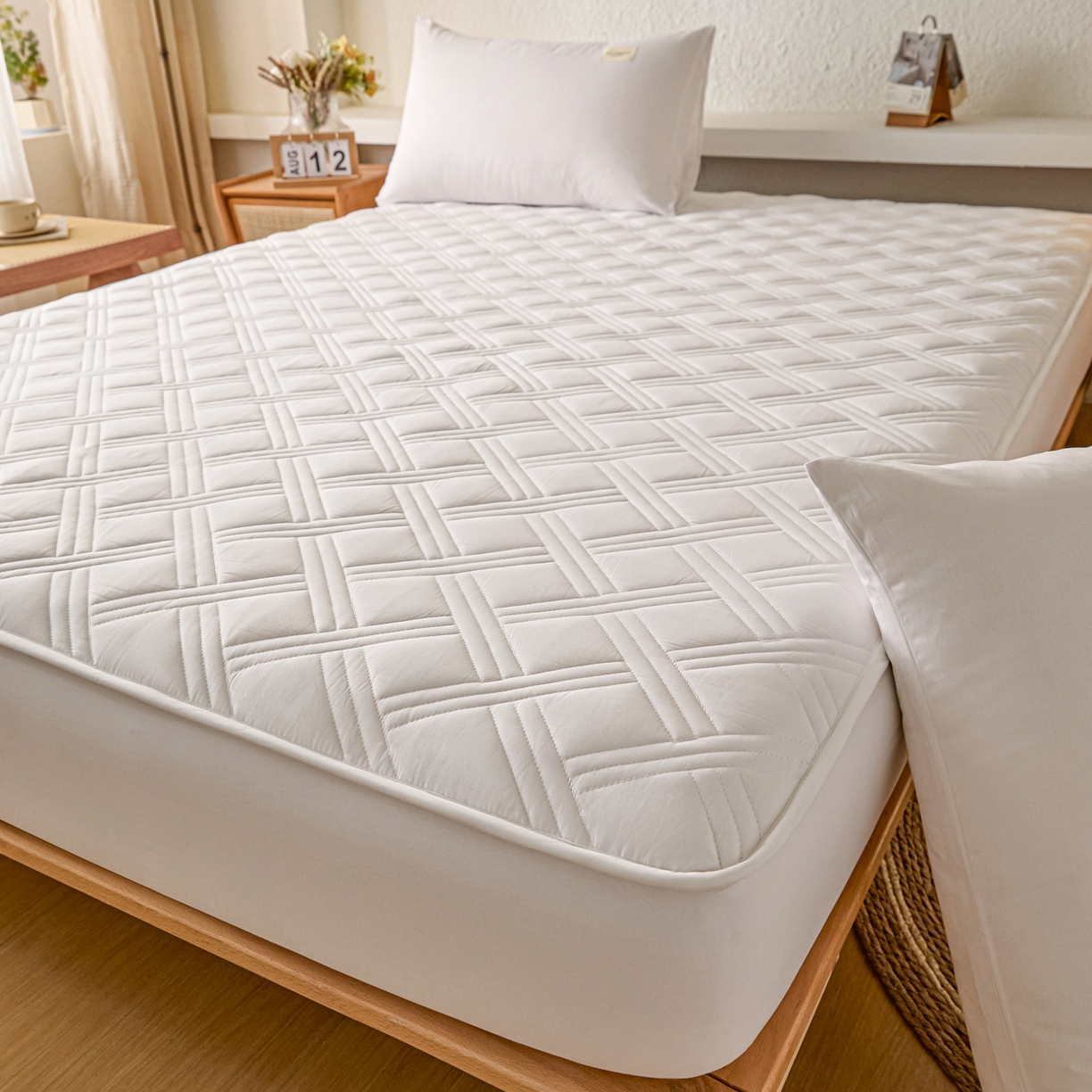 91家纺网 家纺一手货源 找家纺 衿成家纺 2025新款全棉夹棉单床笠床笠单件方格子 方格子-纯自