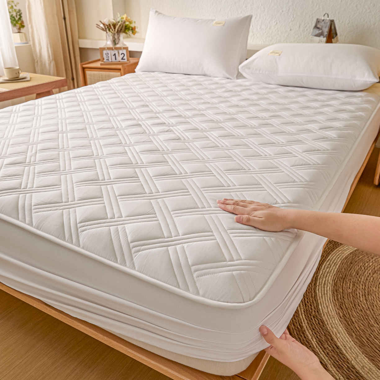 衿成家纺 2025新款全棉夹棉单床笠床笠单件方格子 方格子-纯自