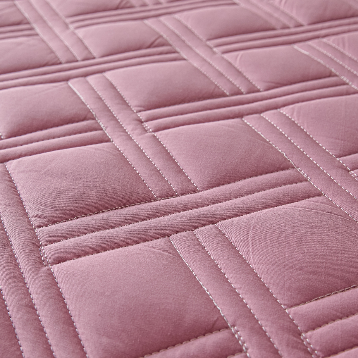 91家纺网 家纺一手货源 找家纺 衿成家纺 2025新款全棉夹棉单床笠床笠单件方格子 方格子-紫粉