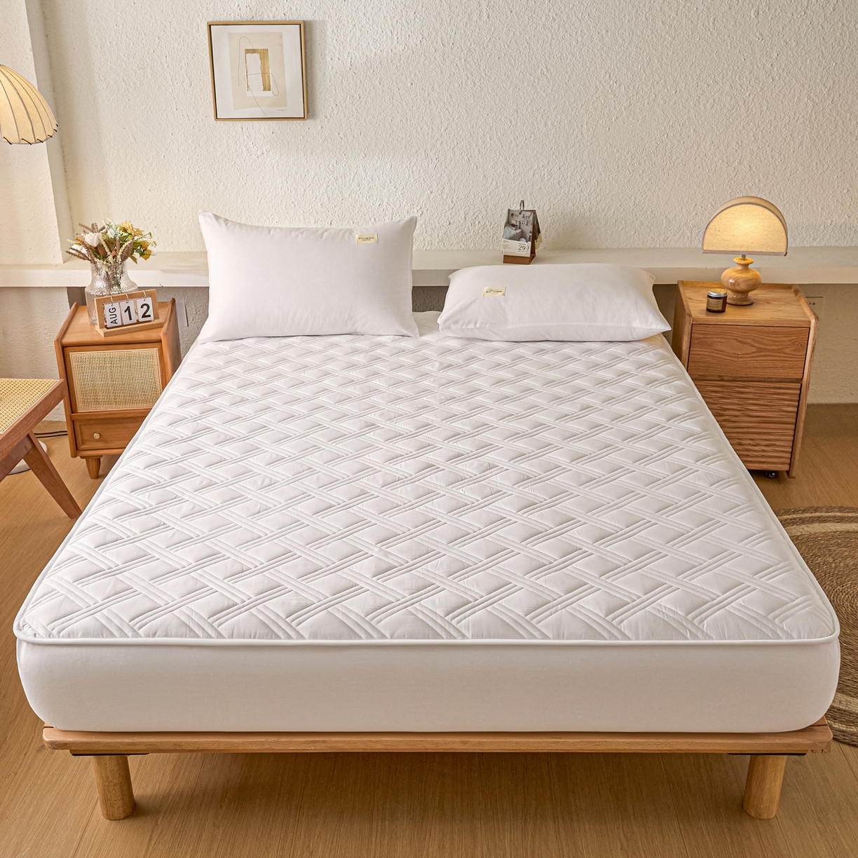 91家纺网 家纺一手货源 找家纺 衿成家纺 2025新款全棉夹棉单床笠床笠单件方格子 方格子-纯自