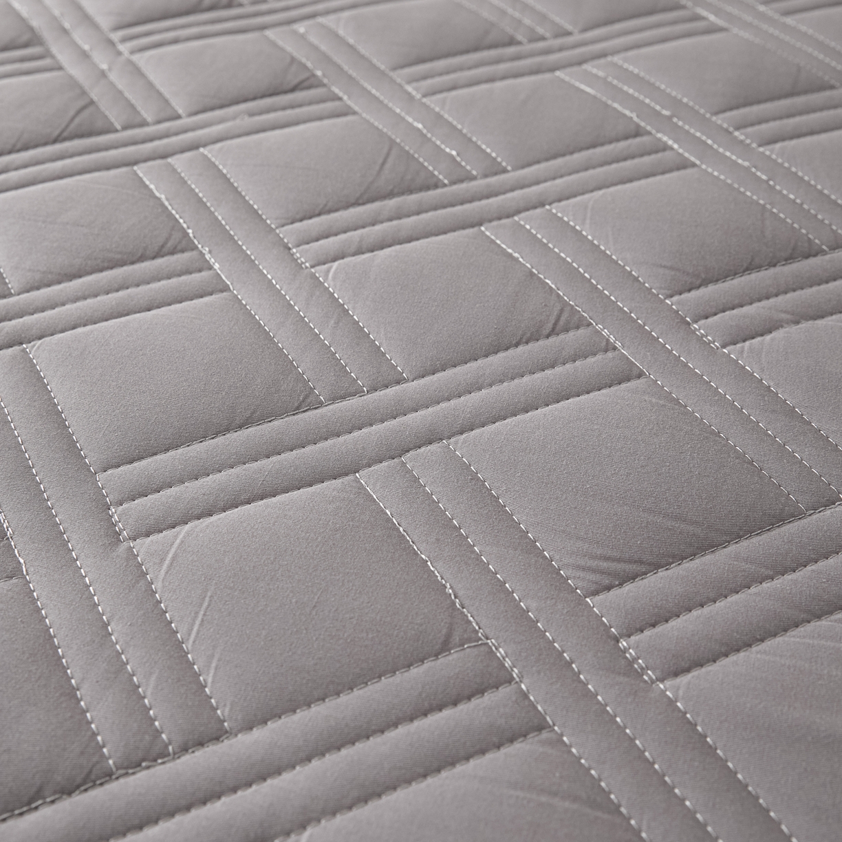 91家纺网 家纺一手货源 找家纺 衿成家纺 2025新款全棉夹棉单床笠床笠单件方格子 方格子-浅灰