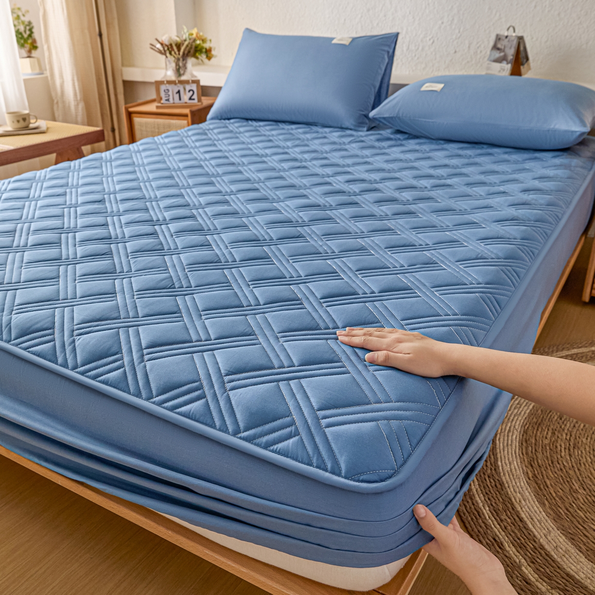 91家纺网 家纺一手货源 找家纺 （总）衿成家纺 2025新款全棉夹棉单床笠床笠单件方格子