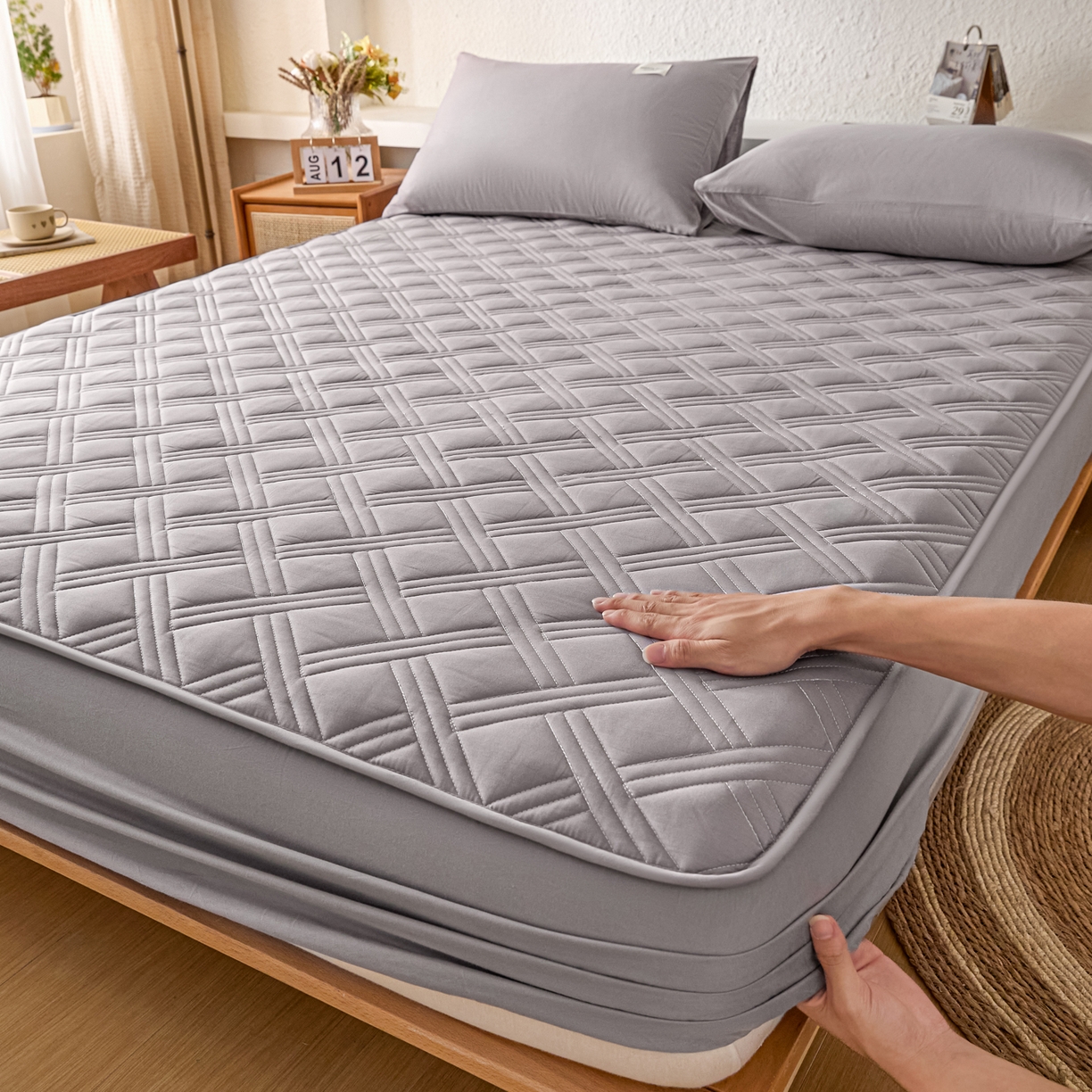 91家纺网 家纺一手货源 找家纺 （总）衿成家纺 2025新款全棉夹棉单床笠床笠单件方格子