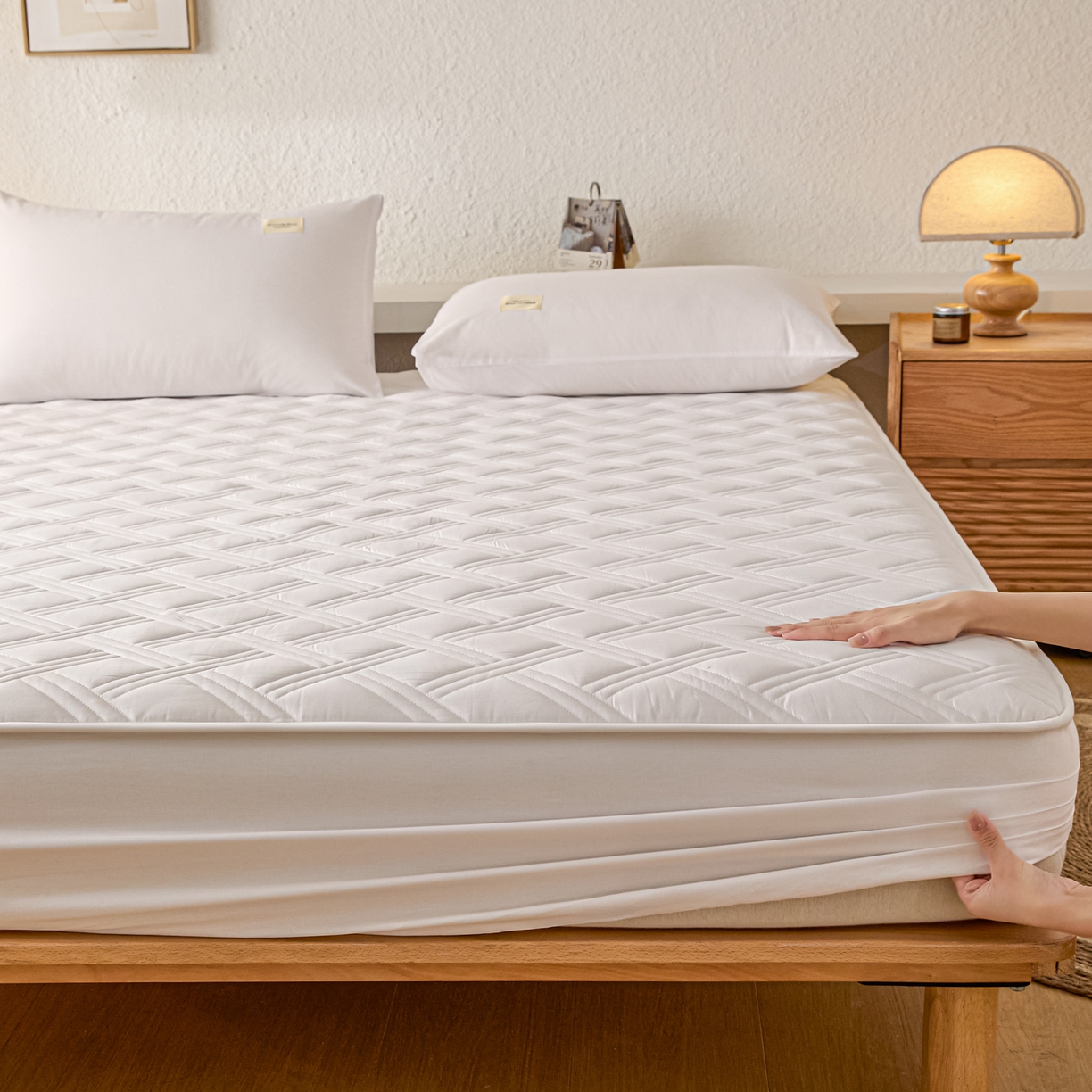 91家纺网 家纺一手货源 找家纺 衿成家纺 2025新款全棉夹棉单床笠床笠单件方格子 方格子-纯自