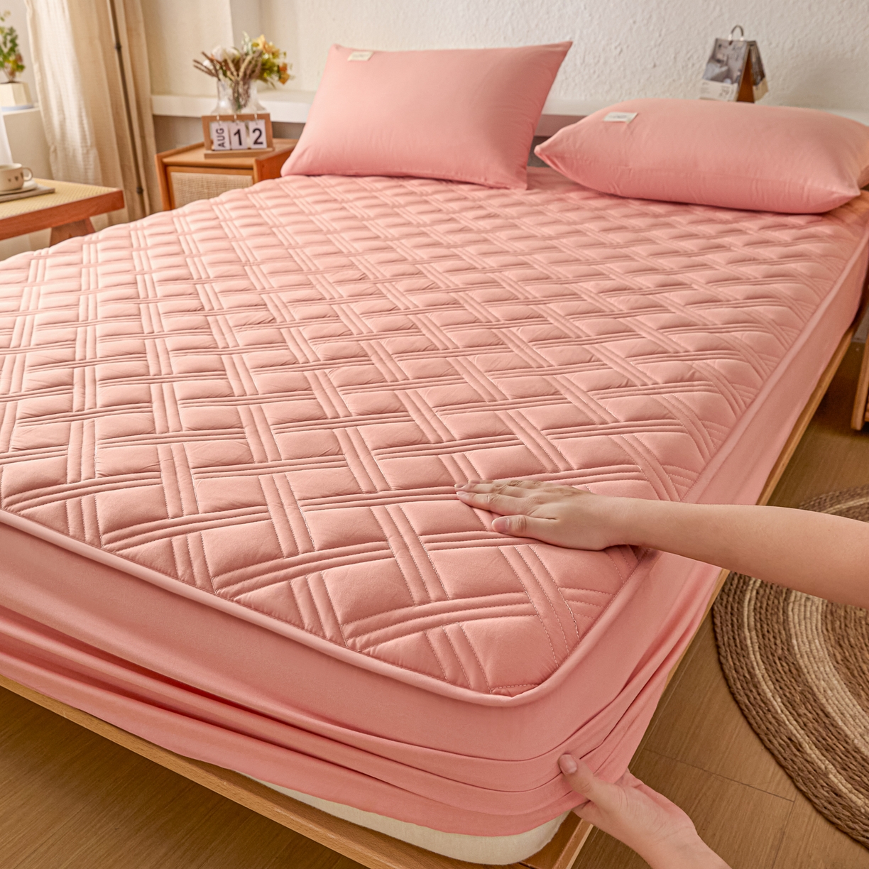 91家纺网 家纺一手货源 找家纺 （总）衿成家纺 2025新款全棉夹棉单床笠床笠单件方格子