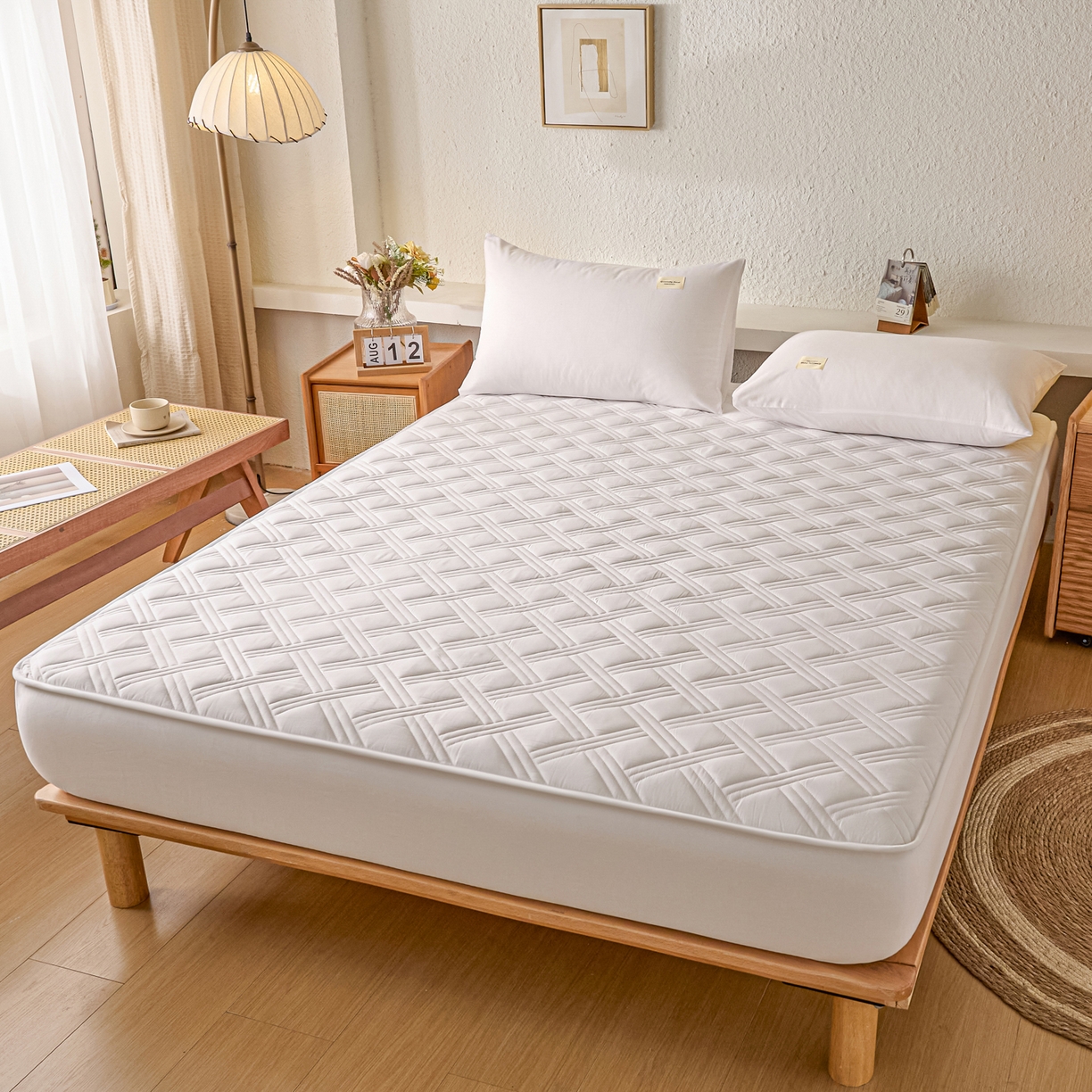 91家纺网 家纺一手货源 找家纺 衿成家纺 2025新款全棉夹棉单床笠床笠单件方格子 方格子-纯自