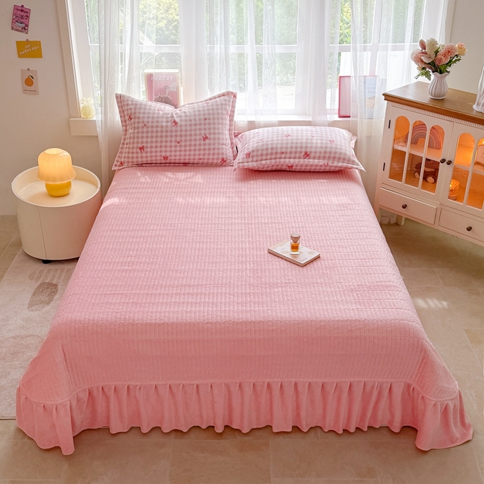 91家纺网 家纺一手货源 找家纺 铠畅 2025新款牛奶绒碎花床单床盖四件套 花妖系列云裳-花样甜心