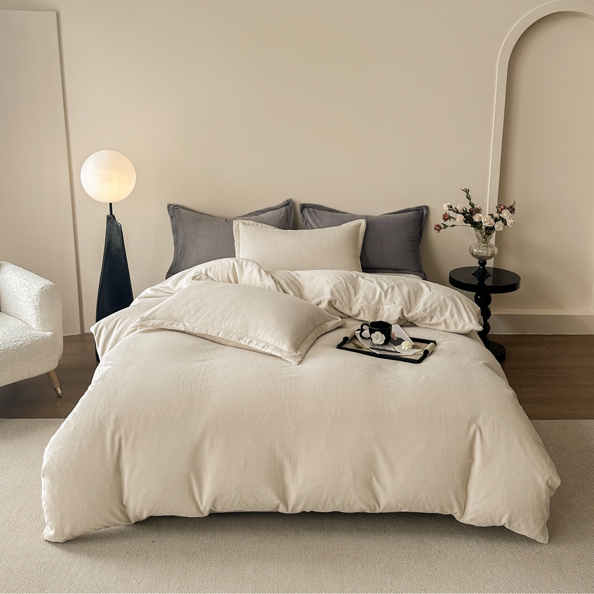 91家纺网 家纺一手货源 找家纺 （总）禧禾 2025新款A类300G醇厚速暖绒四件套牛奶绒四件套