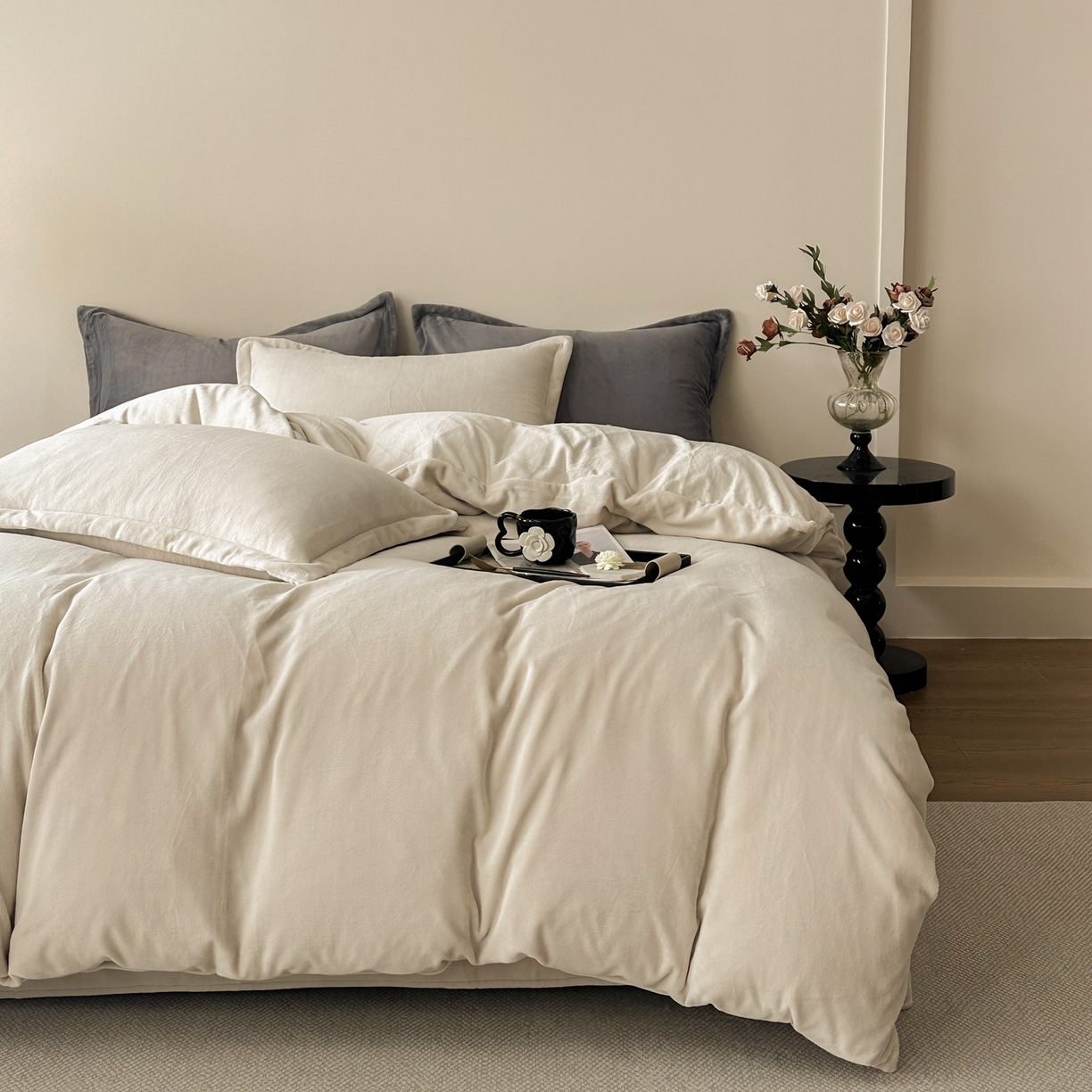 91家纺网 家纺一手货源 找家纺 （总）禧禾 2025新款A类300G醇厚速暖绒四件套牛奶绒四件套