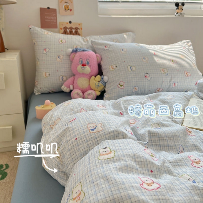 91家纺网 家纺一手货源 找家纺 （总）澜妃 2025新款糯叽叽水洗棉简单款四件套