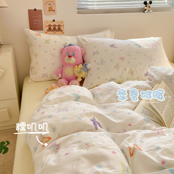 91家纺网 家纺一手货源 找家纺 （总）澜妃 2025新款糯叽叽水洗棉简单款四件套