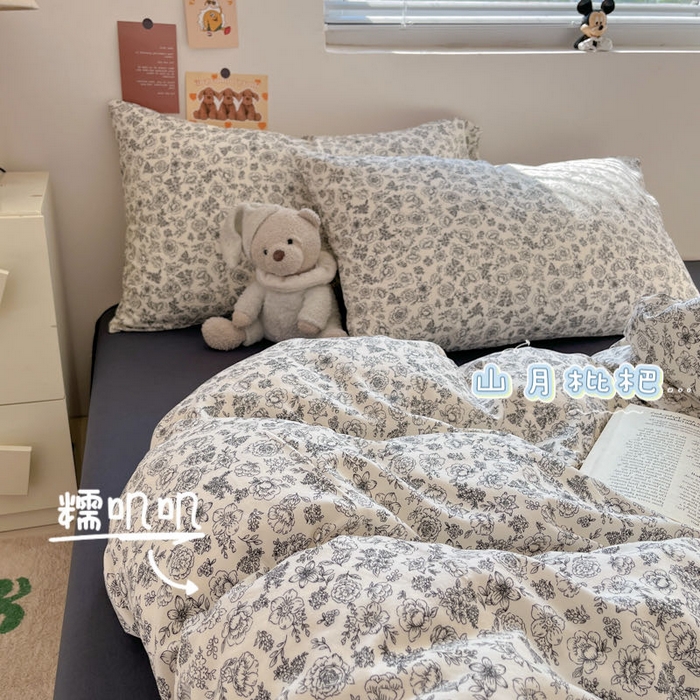 91家纺网 家纺一手货源 找家纺 （总）澜妃 2025新款糯叽叽水洗棉简单款四件套