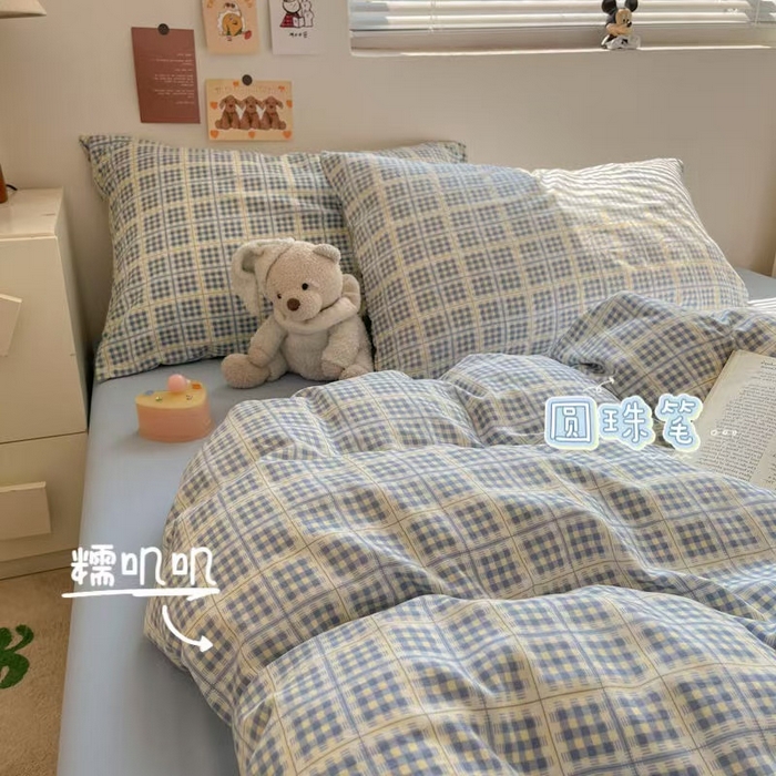 91家纺网 家纺一手货源 找家纺 （总）澜妃 2025新款糯叽叽水洗棉简单款四件套