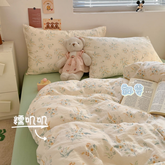 91家纺网 家纺一手货源 找家纺 （总）澜妃 2025新款糯叽叽水洗棉简单款四件套