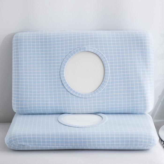 91家纺网 家纺一手货源 找家纺 大黄蜂家居家纺 2025新款暖感德绒万能魔术枕套 蓝小格