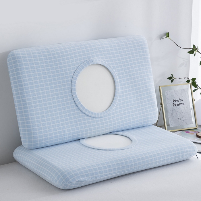 91家纺网 家纺一手货源 找家纺 大黄蜂家居家纺 2025新款暖感德绒万能魔术枕套 蓝小格