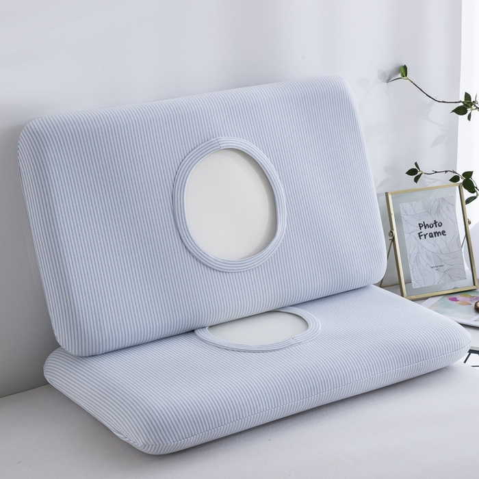 91家纺网 家纺一手货源 找家纺 大黄蜂家居家纺 2025新款暖感德绒万能魔术枕套 蓝细条