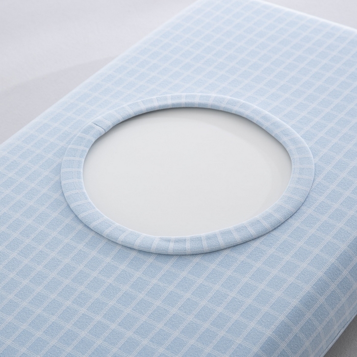 91家纺网 家纺一手货源 找家纺 大黄蜂家居家纺 2025新款暖感德绒万能魔术枕套 蓝小格