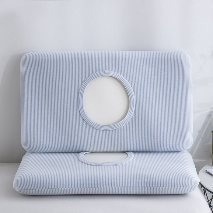 91家纺网 家纺一手货源 找家纺 大黄蜂家居家纺 2025新款暖感德绒万能魔术枕套 蓝细条