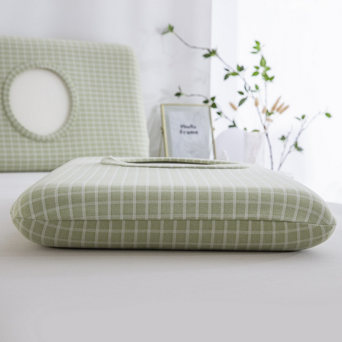 91家纺网 家纺一手货源 找家纺 大黄蜂家居家纺 2025新款暖感德绒万能魔术枕套 草绿小格