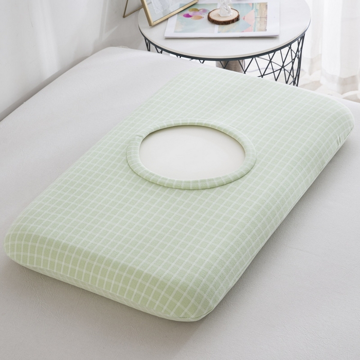 91家纺网 家纺一手货源 找家纺 大黄蜂家居家纺 2025新款暖感德绒万能魔术枕套 果绿小格