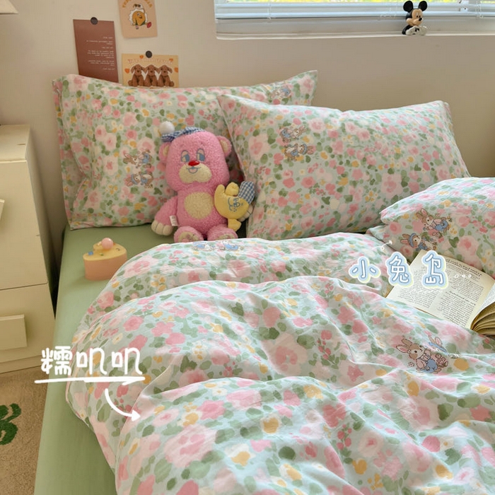 91家纺网 家纺一手货源 找家纺 （总）澜妃 2025新款糯叽叽水洗棉简单款四件套