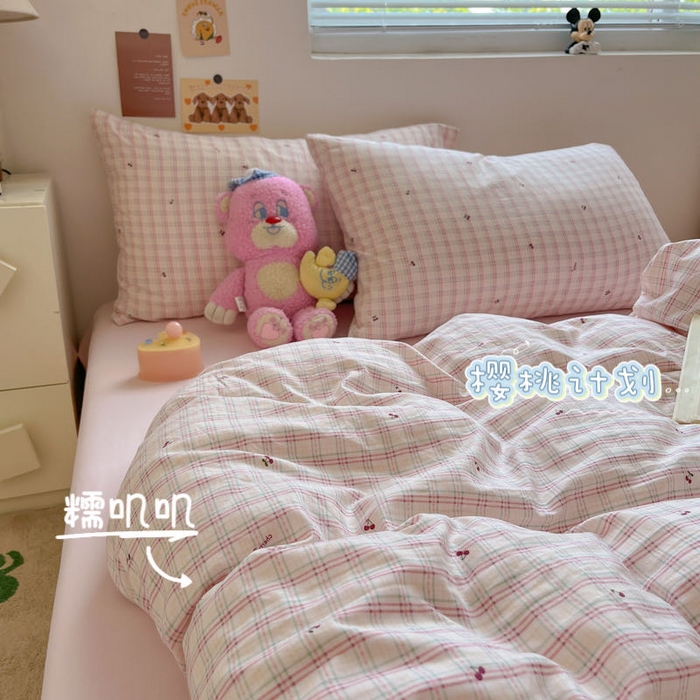 91家纺网 家纺一手货源 找家纺 （总）澜妃 2025新款糯叽叽水洗棉简单款四件套